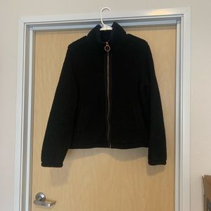black sherpa zip up jacket